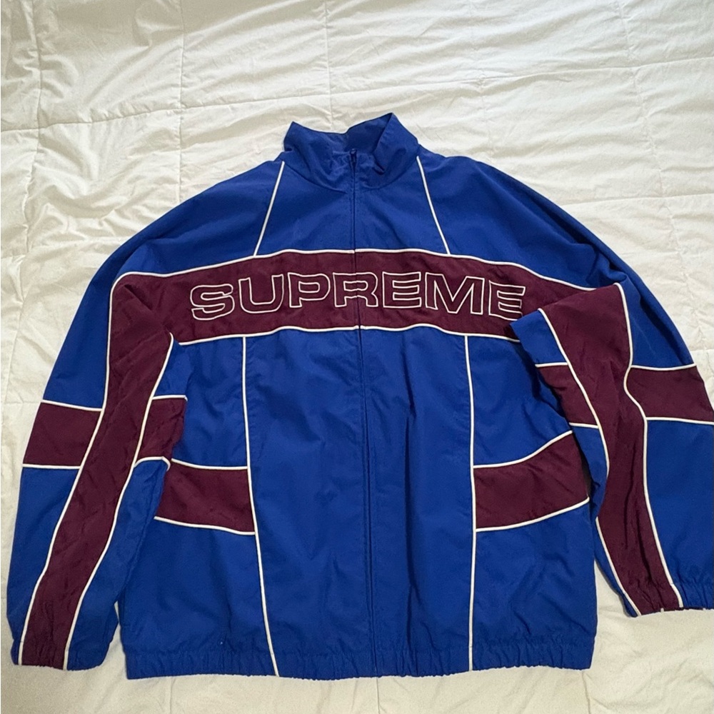 Supreme Blue and Burgundy Windbreaker (Jacket and pants)